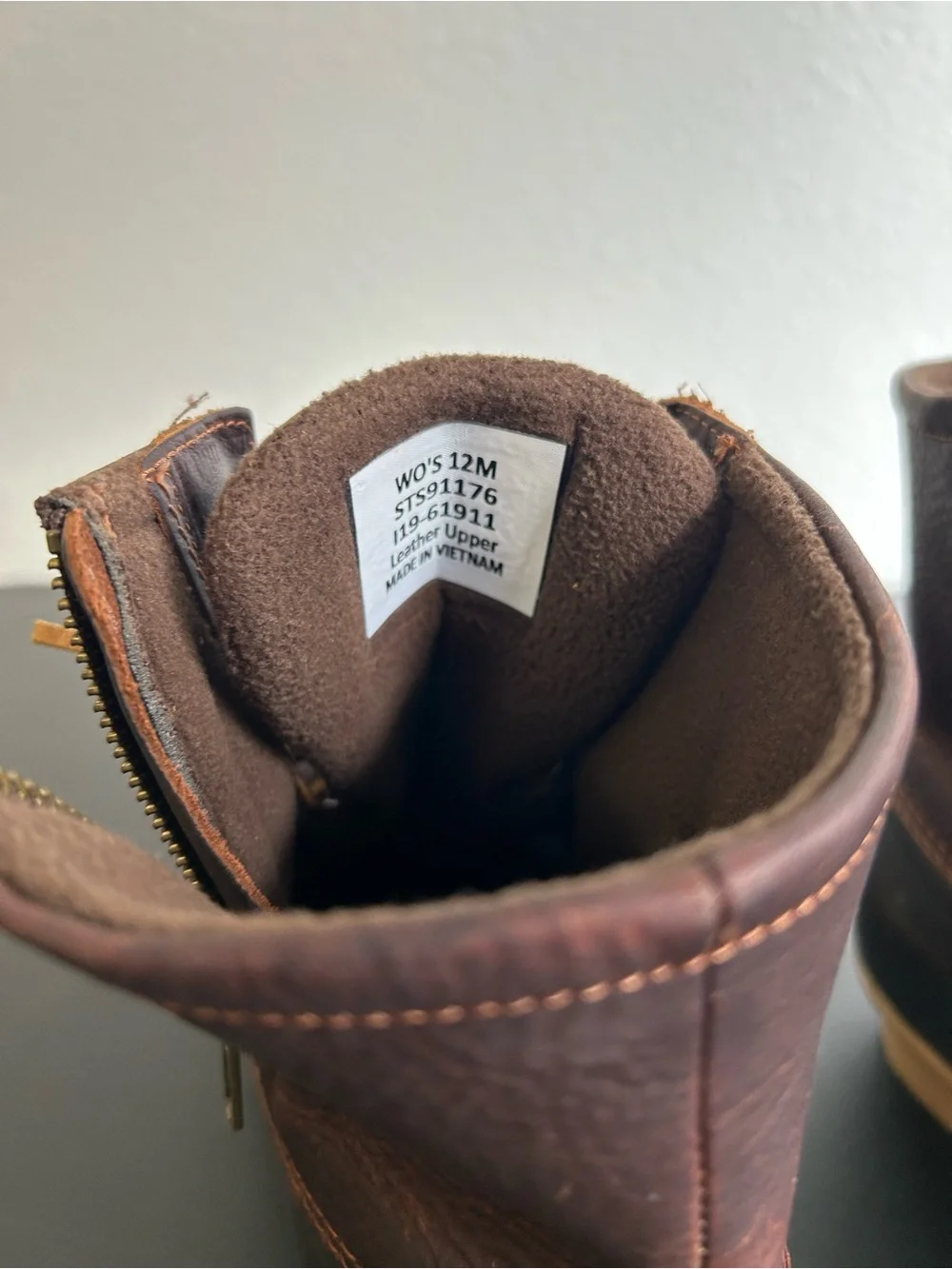 SPERRY TOP SIDER Saltwater Duck Boots Size 12 DARK BROWN LEATHER/BLACK